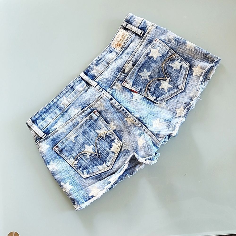 Levi Shorty Short Denim Americana Shorts‎ Size 9 - Picture 3 of 10
